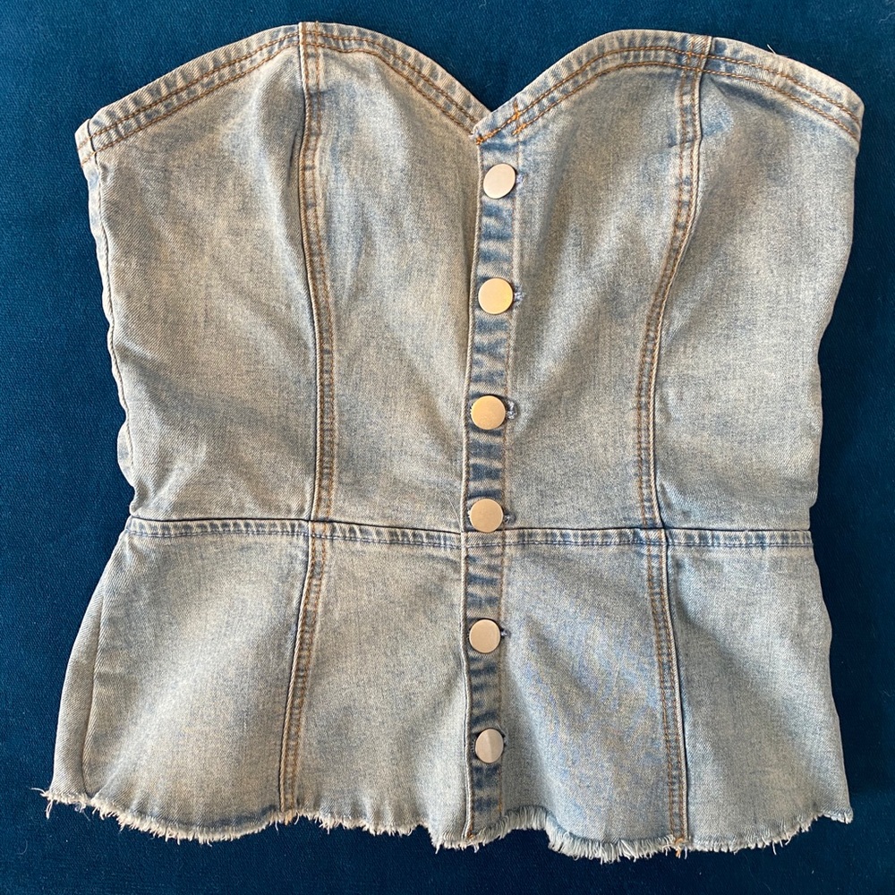 Denim peplum top